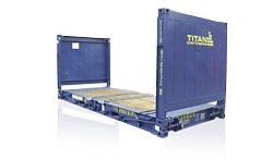 Containers Flat rack (plateforme)
Des containers sans parois latérales, aux extrémités fixes. Ils supportent des charges lourdes et conviennent au transport de marchandises non sensibles aux intempéries.